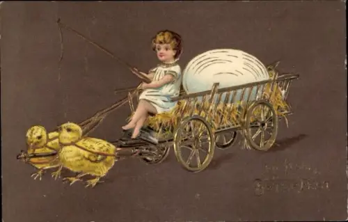 Präge Ak Glückwunsch Ostern, Küken, Osterei