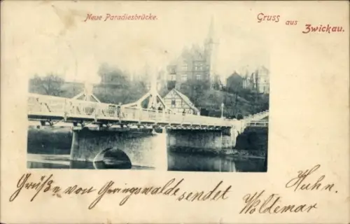 Ak Zwickau in Sachsen, Neue Paradiesbrücke