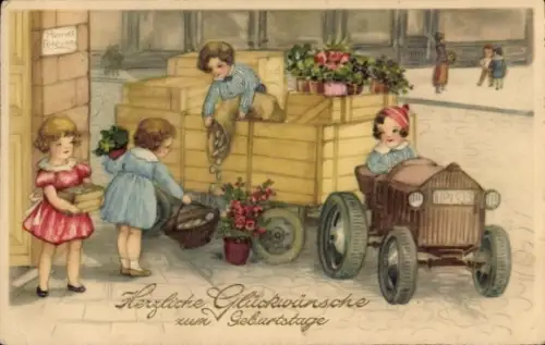 Ak Glückwunsch Geburtstag, Klee, Kinder
