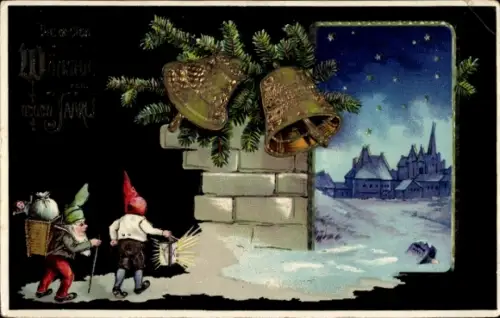 Präge Ak Frohe Weihnachten, Zwerge, Glocken