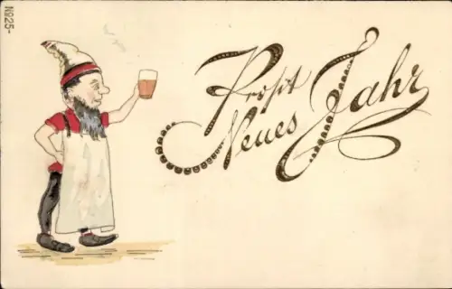 Künstler Ak Glückwunsch Neujahr, Zwerg