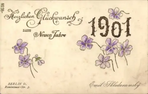 Präge Ak Glückwunsch Neujahr, Jahreszahl 1901