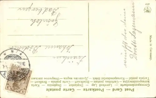 Ak Glückwunsch Neujahr, Uhr, Stechpalmenzweige, Kleeblätter