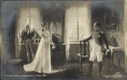Künstler Ak Sowetsk Tilsit in Ostpreußen, Napoleon Bonaparte, Königin Luise, 1807, Liersch 2680