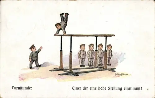 Künstler Ak Hoffmann, Ad., Kindersoldaten am Barren