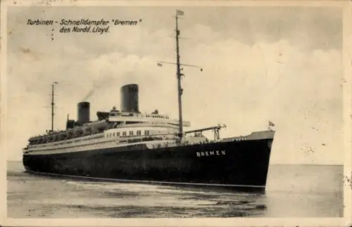 Ak Dampfer Bremen, Norddeutscher Lloyd Bremen, Turbinenschnelldampfer