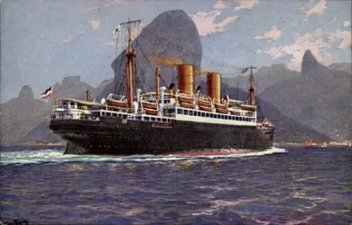 Ak Passagierdampfer der Sierra Klasse, Einfahrt in den Hafen Rio de Janeiro, Norddeutscher Lloyd NDL