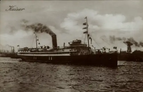 Ak Dampfschiff Kaiser, HAPAG Seebäderdienst, Fahrt im Hafen