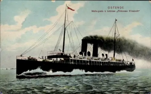 Ak Paquebot Princesse Elisabeth, Fährschiff, Malle poste à turbines