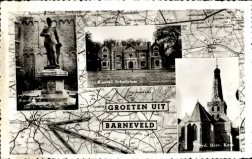 Landkarten Ak Barneveld Gelderland, Ned. Herv. Kerk, Kasteel