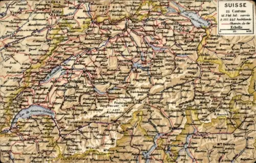 Landkarten Ak Schweizerische Kantone, Kanton Luzern, Genfer See