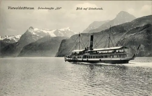 Ak Vierwaldstättersee, Salondampfer Uri, Urirotstock
