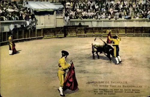 CPA Course de Taureaux, Bonne Pose de Banderillas