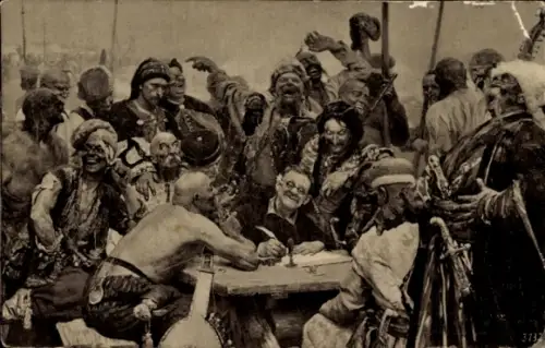 Künstler Ak Repin, Les Cosaques Zaporogues