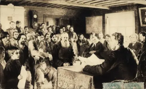 Künstler Ak Nikolai Petrowitsch Bogdanow-Belski, Sonntagslesung in der Landschule