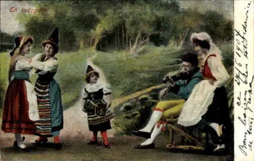 Ak En svängom, schwedische Volkstrachten