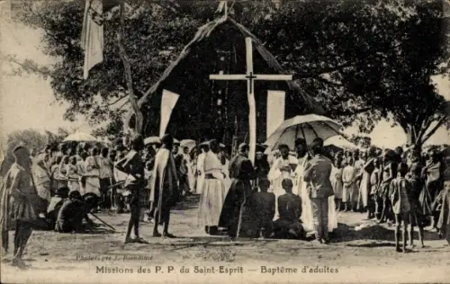Ak Missions des P. P. du Saint Esprit, Bapteme d'adults