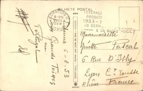 Künstler Ak Portugiesische Trachten, Mulher com junta de bois, Frau, Rinder