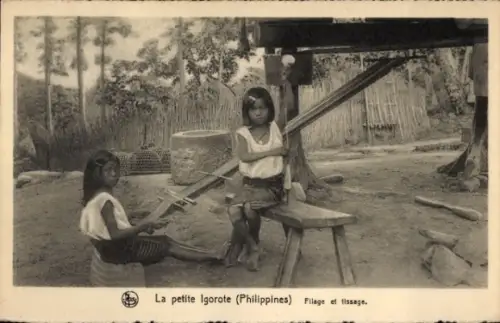 CPA Philippines, La petite Igorote, Filage et tissage