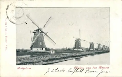 Ak Rotterdam Südholland Niederlande, Windmühlen, aan den Boesem