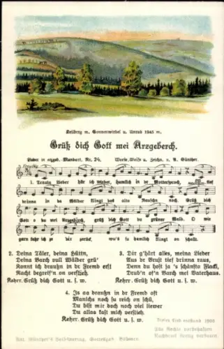 Lied Ak Günther, Anton, Erzgebirgische Mundart 24, Grüß dich Gott mei Arzgebirch, Keilberg
