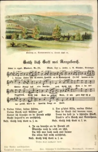 Lied Ak Günther, Anton, Erzgebirgische Mundart 24, Grüß dich Gott mei Arzgebirch, Keilberg