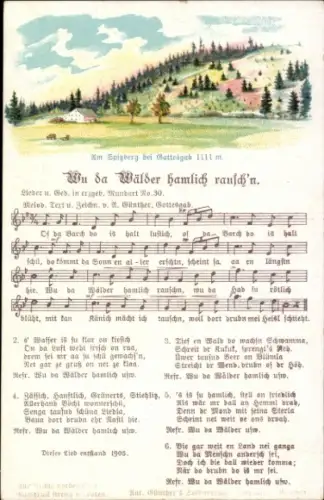 Lied Ak Wu da Wälder hamlich rauschen von Anton Günther