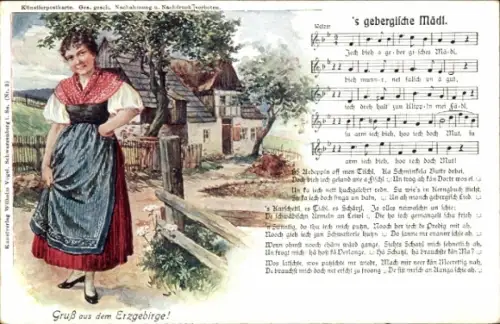 Lied Ak Vogel, Wilhelm, 's gebergliche Mädl, Erzgebirge