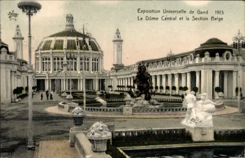 CPA Exposition Universelle de Gand 1913, Le Dôme Central et la Section Belge