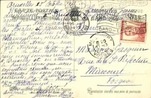 CPA Exposition Universelle de Gand 1913, Le Dôme Central et la Section Belge