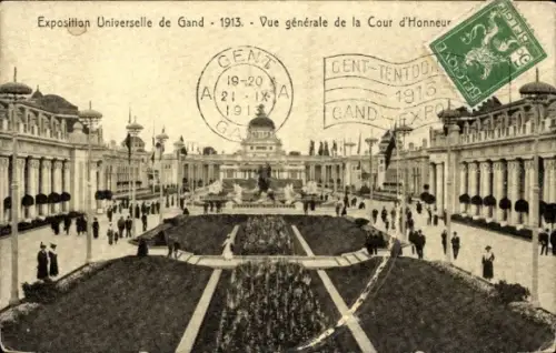 CPA Exposition Universelle de Gand 1913, Vue générale de la Cour d'Honneur