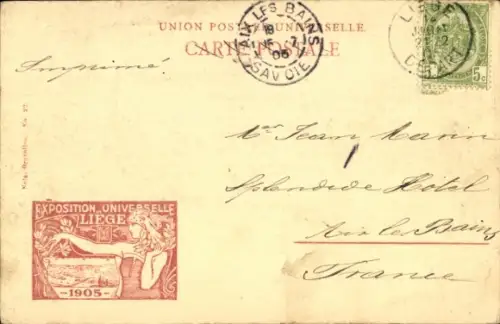 CPA Exposition Universelle de Liège 1905, Vue prise aux étangs de la Boverie