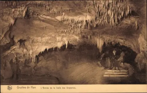 CPA Grotte de Han Han sur Lesse Wallonie Namur, L'Entrée de la Salle des Draperies
