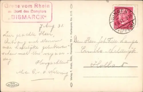 Ak Trechtingshausen am Rhein, Burg Rheinstein, Köln-Düsseldorfer Rheindampfschifffahrt