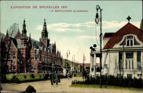 Ak Bruxelles Brüssel, Exposition de Bruxelles 1910, 1. Restaurant Allemand,  Architektur