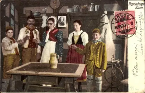 Ak Schweiz, Toggenburger Stube, Spinnrad