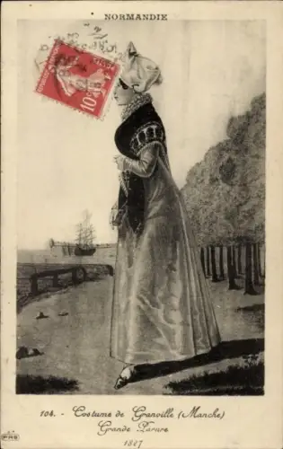 CPA Normandie, Costume de Granville Manche, Grande Parure