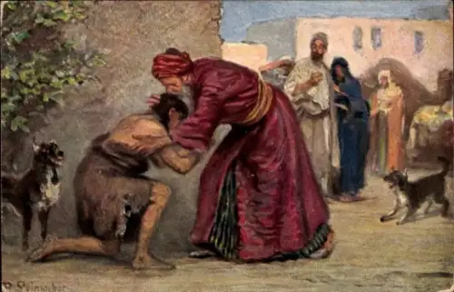 Künstler Ak Leinweber, Die heilige Schrift, Der verlorene Sohn