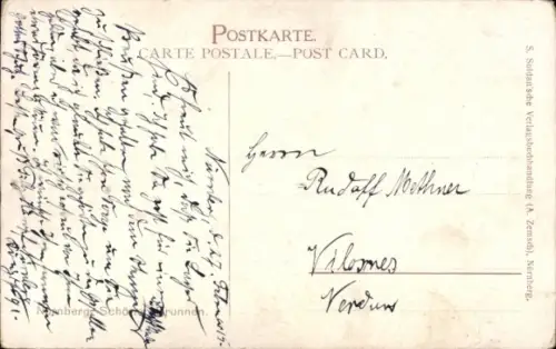 Künstler Ak Nürnberg, Schöner Brunnen