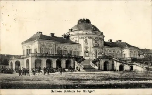 Ak Stuttgart, Schloss Solitude, Schloss Solitude,   , Menschen, Kutschen