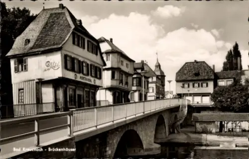 Ak Bad Kreuznach an der Nahe, Brücke, Häuser,  HORTIN, Brückenhäuser