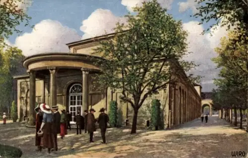 Ak Bad Kissingen Unterfranken Bayern,  mit Gebäude, Bäume, Menschen, Schriftzug WIRO