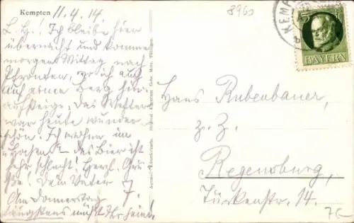 Ak Kempten im Allgäu Schwaben, Panorama, Kirchen, Alpen