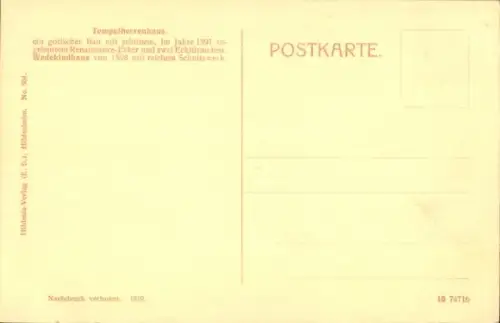 Ak Hildesheim in Niedersachsen,  Wedekindhaus, Tempelherrenhaus, gotischer Bau, Renaissance-Erker