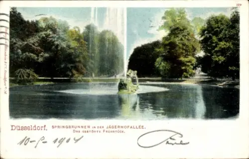 Ak Düsseldorf am Rhein, Große Ausstellung GeSoLei 1926,  Springbrunnen, Jägerhofallee, Das gestör