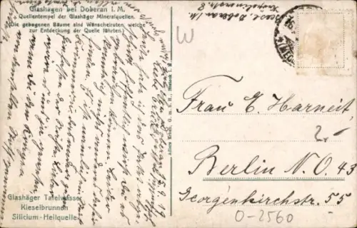 Ak Bad Doberan in Mecklenburg, Wünschelruten, Glashäger Quellentempel, Bäume, Wasser, Natur