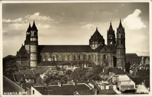 Ak Worms am Rhein, Worms Dom,  Kirche, schwarz-weiß