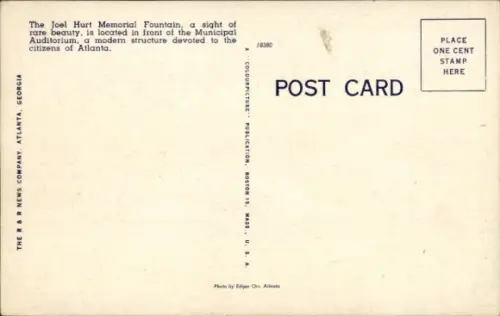 PC Atlanta, Georgia, USA, Municipal Auditorium showing Joel Hurt Memorial Fountain