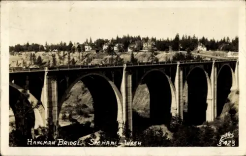 Ak Spokane Washington USA, Hangman Bridge,  Brücke, Landschaft