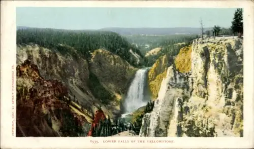 Ak Wyoming USA, Yellowstone National Park, Lower Falls,  Naturaufnahme, Farbige , 1902